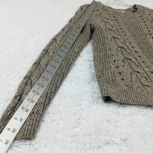 Lucky Brand Womens Sweater Pullover Cable Knit Crew Neck Beige Brown Stretch L - Picture 5 of 11